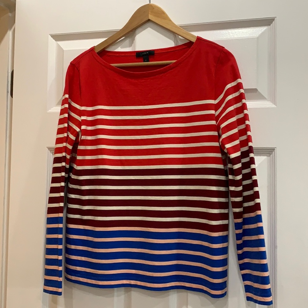 J. Crew Boat Neck Stripped Color Block Top